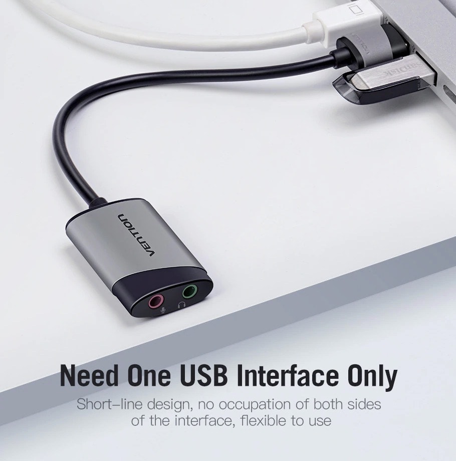 Vention | USB-Ljudkort - in/ut (3.5mm)
