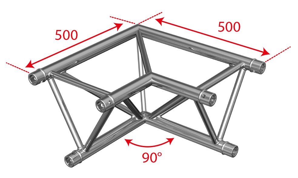 BRITEQ | BT-TRUSS Trio 29 - A003 / 2-vägs hörn - Horizontellt