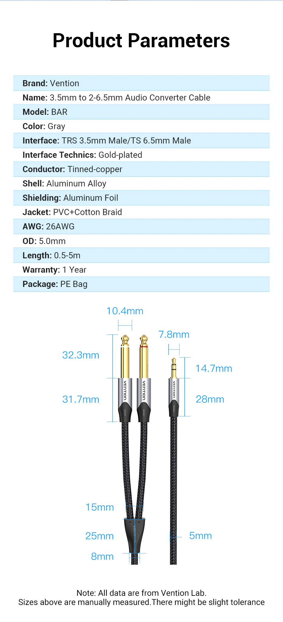 Vention Premium Cables | Minitele > 2 x Tele (1,5m) ULTRA