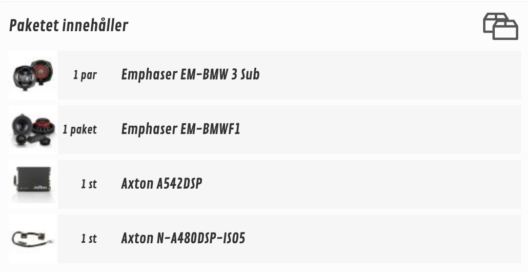 EMPHASER | EM-BMWF1 - Plug&Play baspaket till BMW