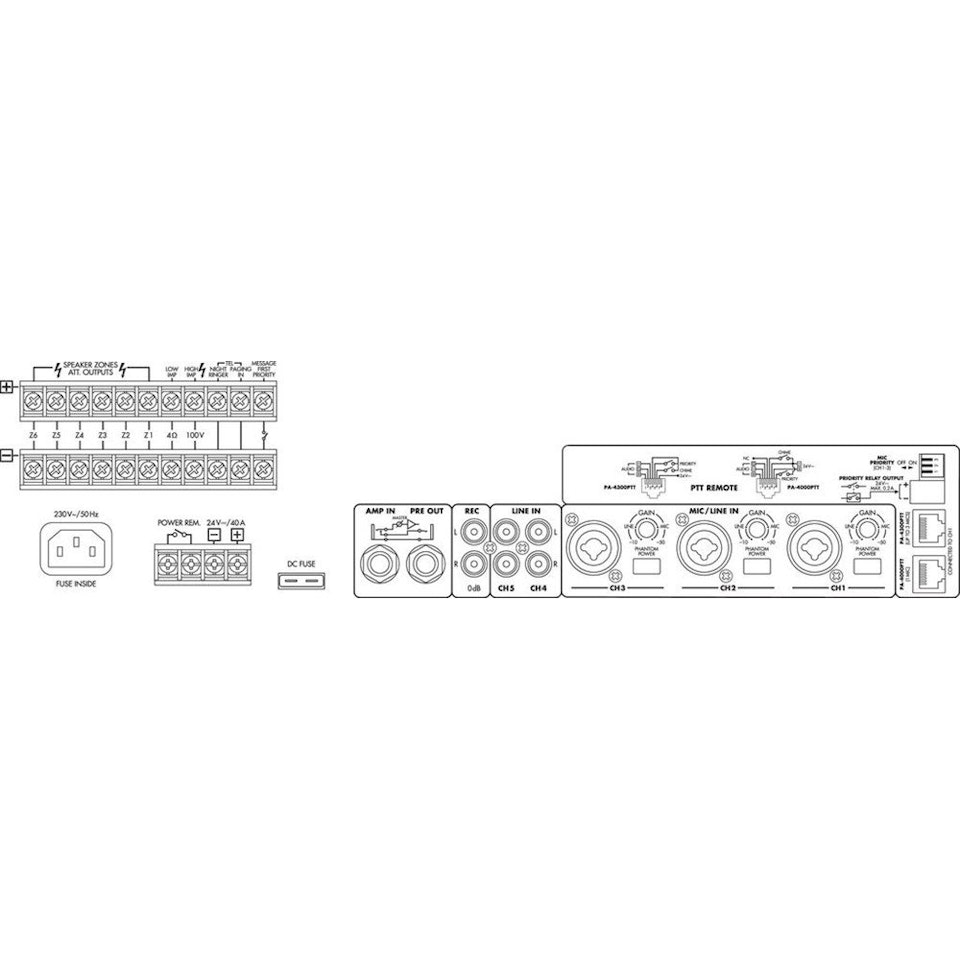 MONACOR | PA-6480 (1x480W, 6-Zoner, 3HE)