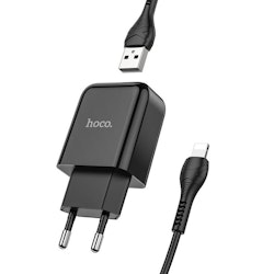 HOCO N2 Laddare med Lightning USB kabel, 2.4 Output Svart