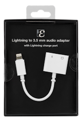 Epzi Lightning till 3,5 mm ljud-adapter, stödjer laddning och ljud, aluminium skal, vit