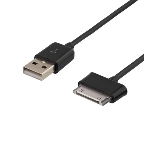 DELTACO USB-synk-/laddarkabel för Samsung Galaxy Tab, 1,2m, svart