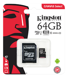 Kingston Canvas Select microSDXC-kort, 64GB, Klass 10 UHS-I