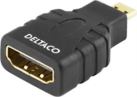 DELTACO HDMI-adapter, HDMI High Speed with Ethernet, 4K, Ultra HD, micro HDMI 19-pin ha till HDMI 19-pin ho, svart