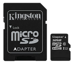 Kingston minneskort, microSDHC, 32GB, micro Secure Digital