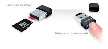 ADATA microReader Ver.3 USB 2.0 microSD-kortläsare, kortplatsen inuti USB-kontakten, LED, black/blue