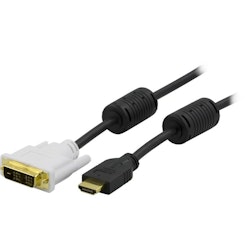 DELTACO HDMI-112, videokabel, HDMI/DVI, HDMI (hane) till DVI-D (hane), 2 m, svart