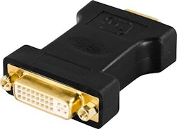 DELTACO DVI-adapter, DVI-I Single Link - VGA, 24+5-pin ho - 15-pin ha, guldpläterade kontakter