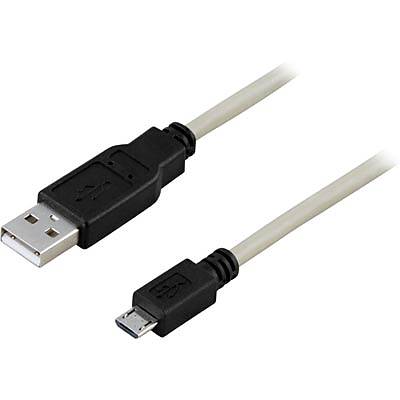 Deltaco USB-kabel, 1m, Micro – Standard, grå/svart