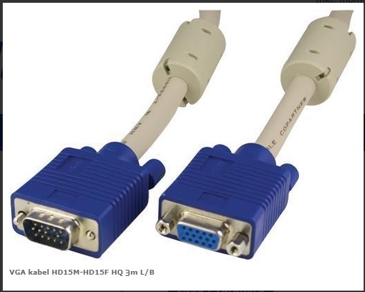 VGA kabel HD15M-HD15F HQ 3m L/B