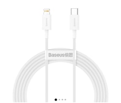 Baseus Superior Fast Charge USB-C till Lightning Kabel, 20W, 1m - Vit