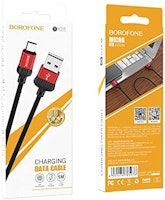 Borofone Bx28 Dignity Micro till USB-A-kabel för laddning och dataöverföring, hög prestanda, 3A, 1M - Röd