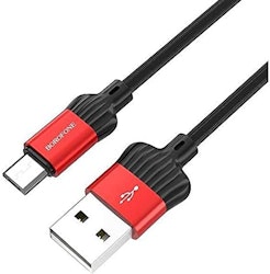 Borofone Bx28 Dignity Micro till USB-A-kabel för laddning och dataöverföring, hög prestanda, 3A, 1M - Röd