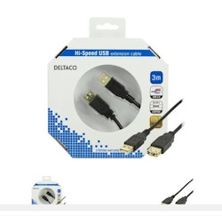 Deltaco Hi-Speed USB-förlängningskabel 3m