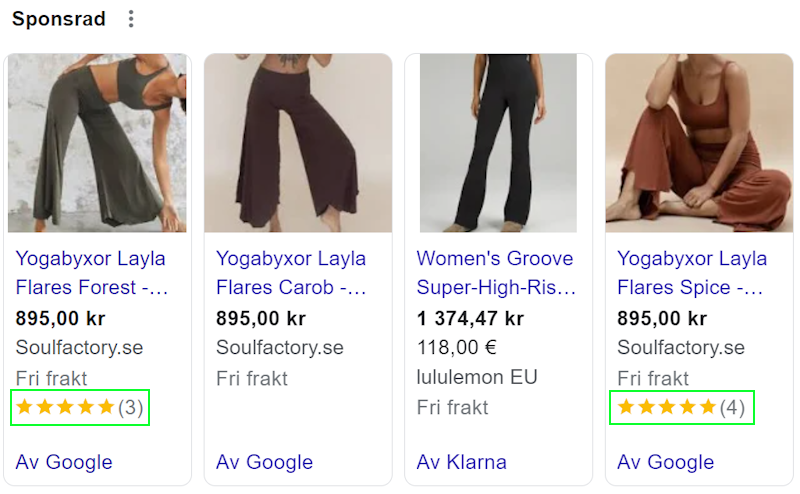 Omdömen i Google Shopping