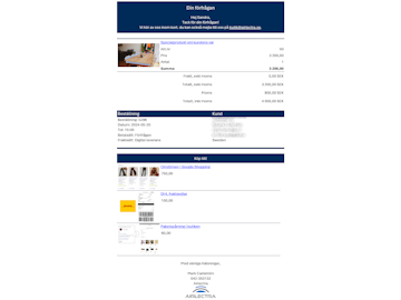 Orderbekräftelser med bilder och merförsäljning