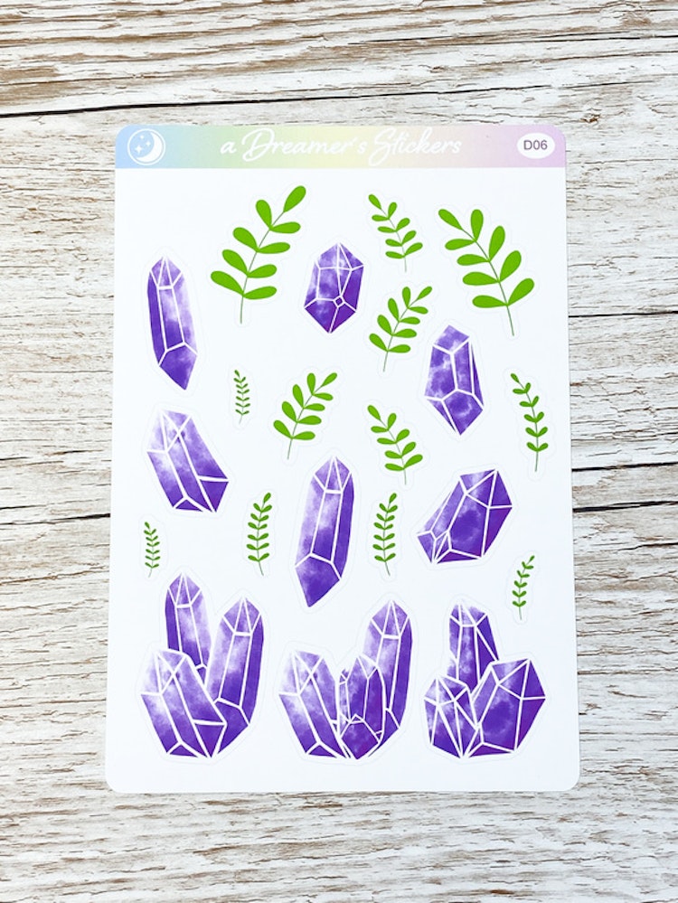 Purple Crystals Sticker Sheet