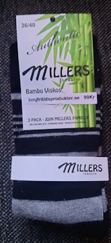 Bambu strumpor 3-pack Svart/Grå 36/40