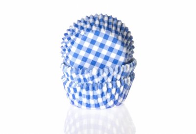 Mini muffinsform - klarblå/vitrutig
