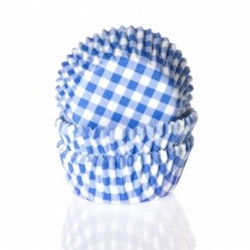 Mini muffinsform - klarblå/vitrutig