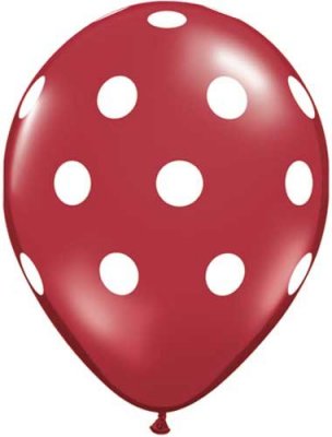 Ballonger 10 st - Röd med prickar