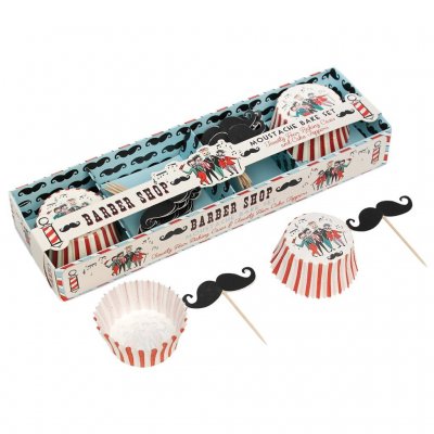 Muffinsformar, Cake toppers set - Barber Shop Moustache
