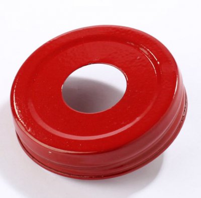 Mason Jar Lid - röd, stort hål