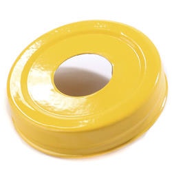 Mason Jar Lid - gul, stort hål