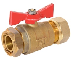 Fullflödesventil - Dy x lekande mutter 22mm - Rak Röd