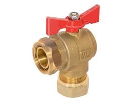 Fullflödesventil - Dy x lekande mutter 22mm - Vinkel Röd