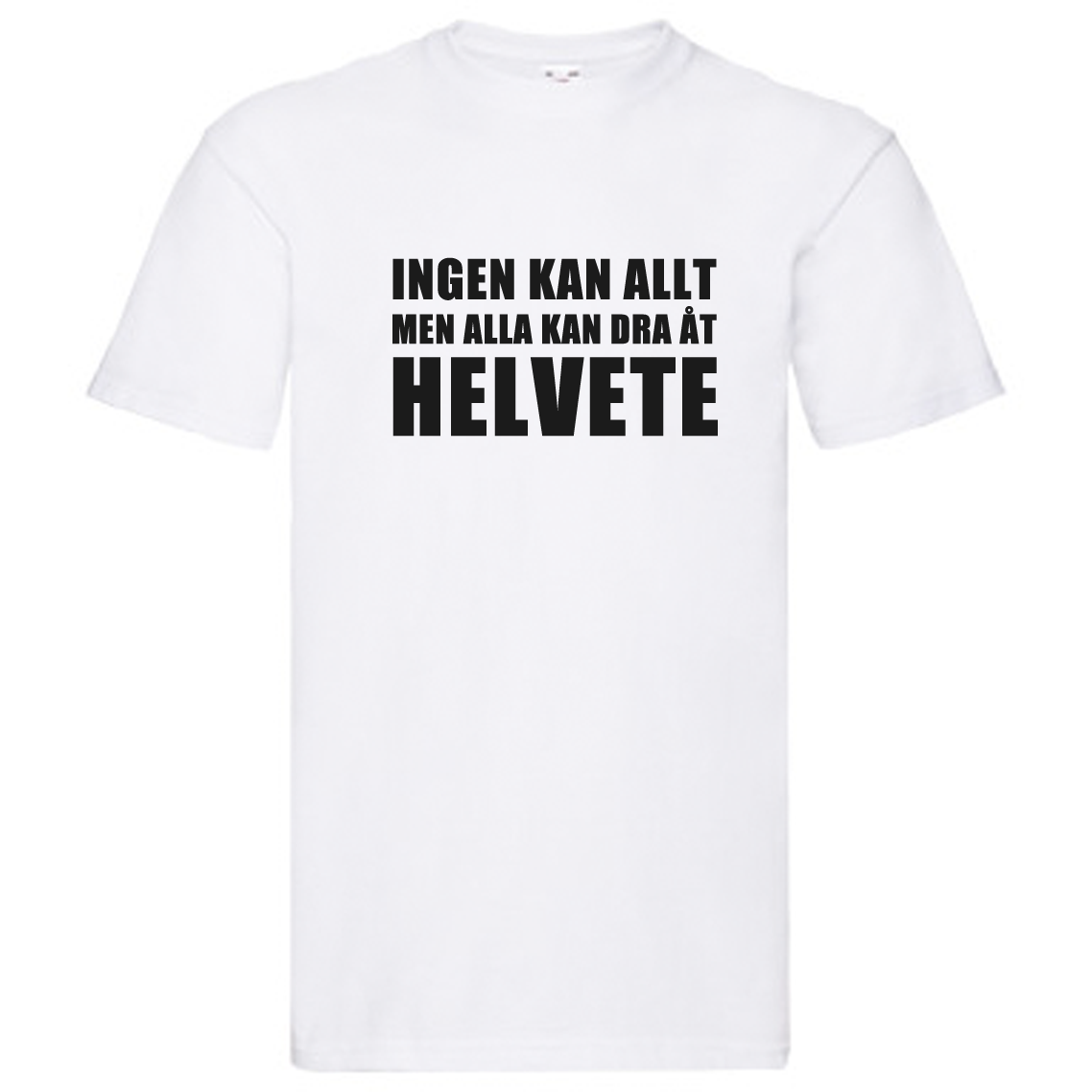 T-Shirt - Ingen kan allt, men alla kan dra åt helvete