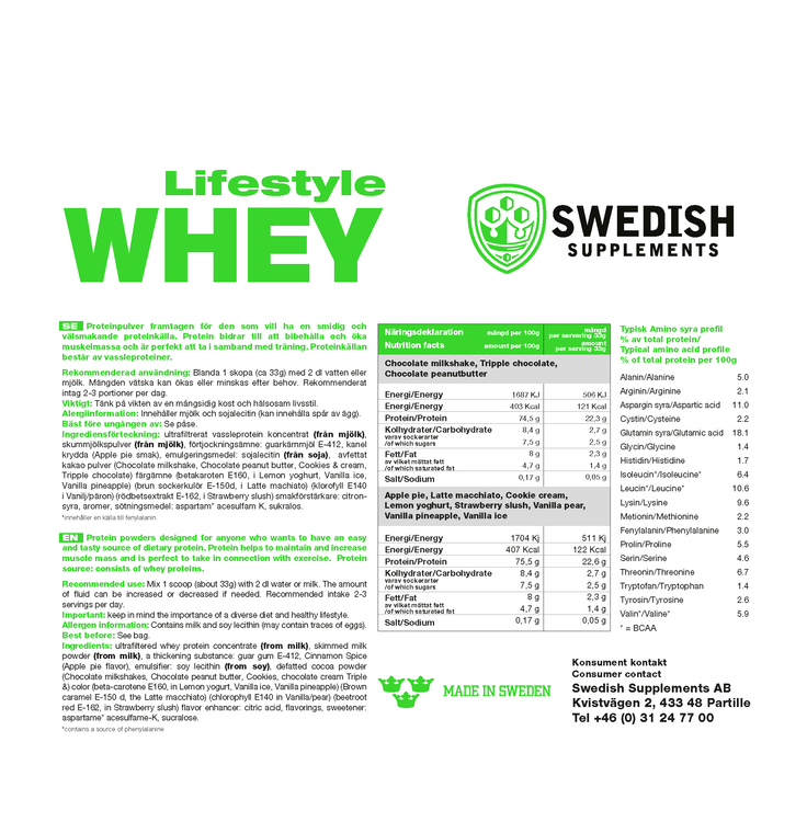 Swedish Supplements - Lifestyle Whey 900g