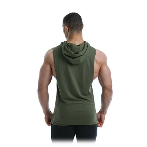 Golds Gym - Drop Armhole Hooded Vest - Army