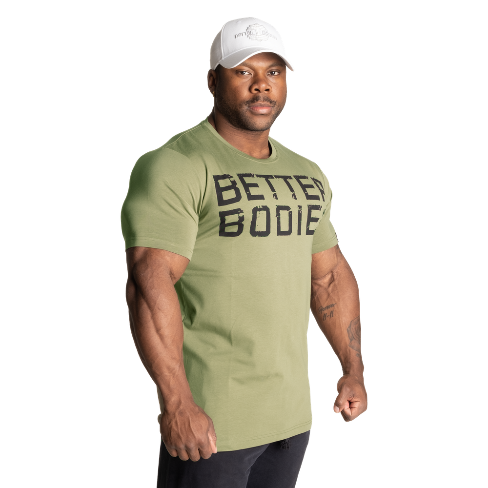Better Bodies - Basic Tapered Tee, Washed Green/black