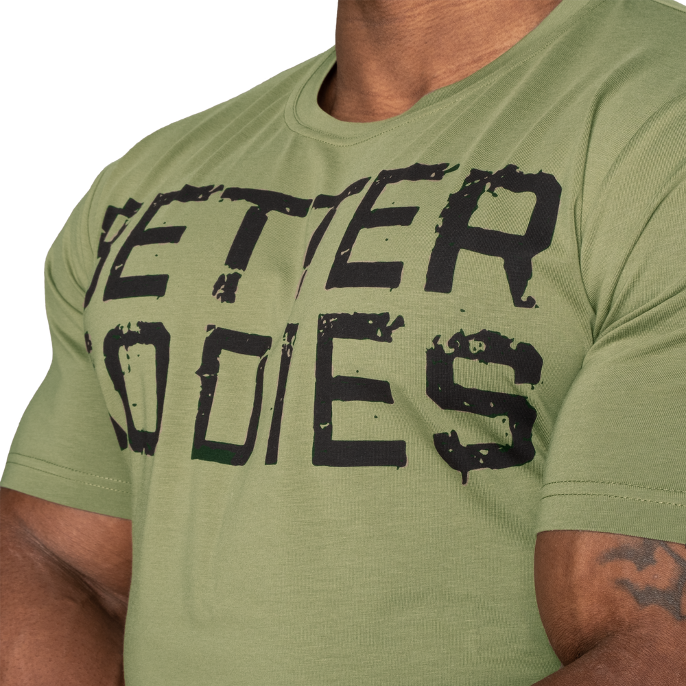 Better Bodies - Basic Tapered Tee, Washed Green/black