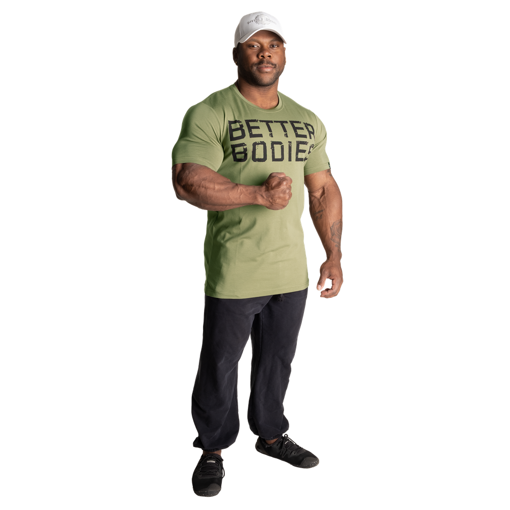 Better Bodies - Basic Tapered Tee, Washed Green/black