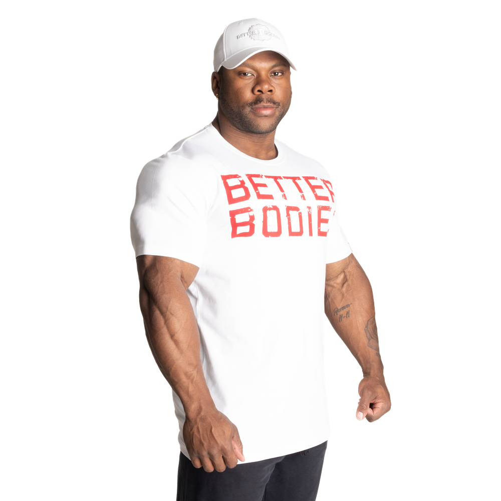 Better Bodies - Basic Tapered Tee, White/Red