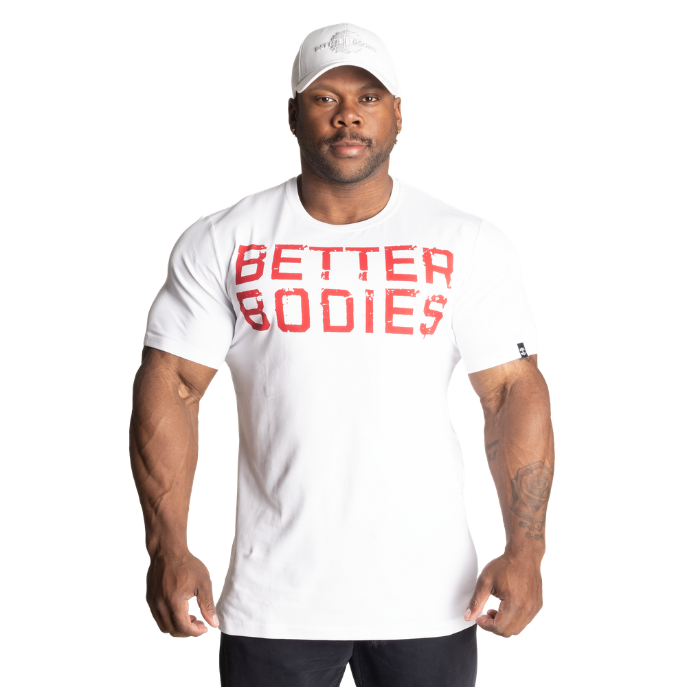 Better Bodies - Basic Tapered Tee, White/Red