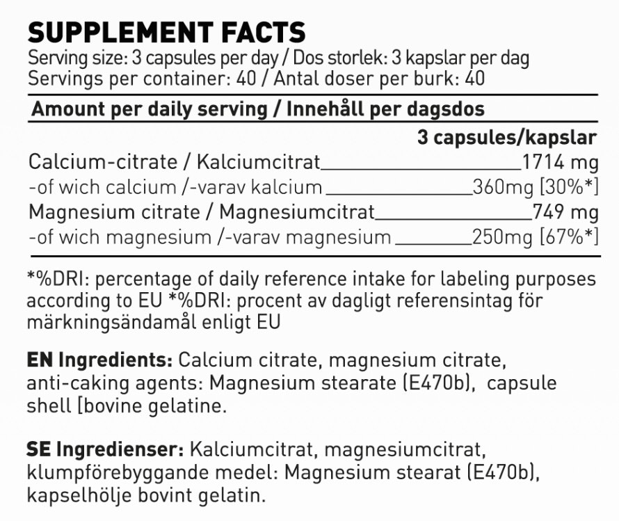 Swedish Supplements - Calcium Magnesium