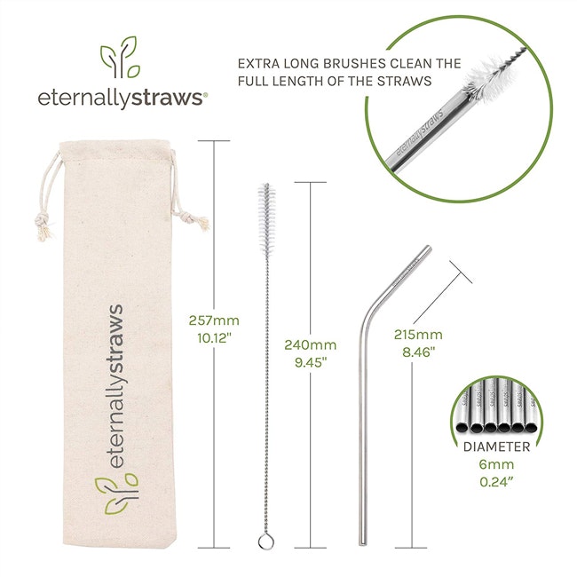 Stainless steel straw set