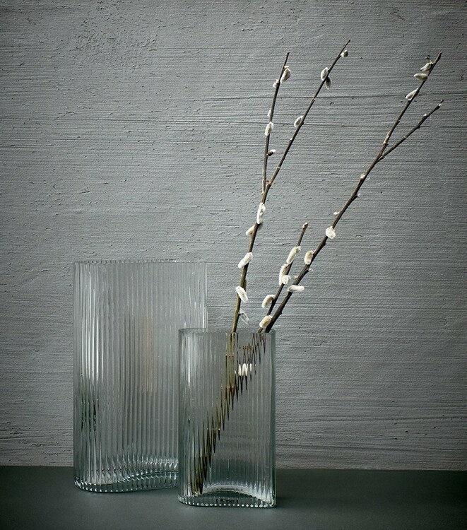 Ribbed vase set of two