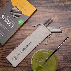 Stainless steel straw set