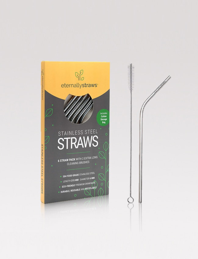 Stainless steel straw set