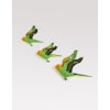Flying green budgie trio