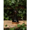 Light oiled teak & porcelain table lamp