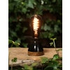 Light oiled teak & porcelain table lamp