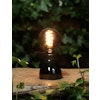 Dark oiled teak & porcelain table lamp