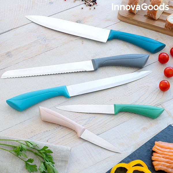 Knivset 5 delar brödkniv, köttkniv och grönsakskniv